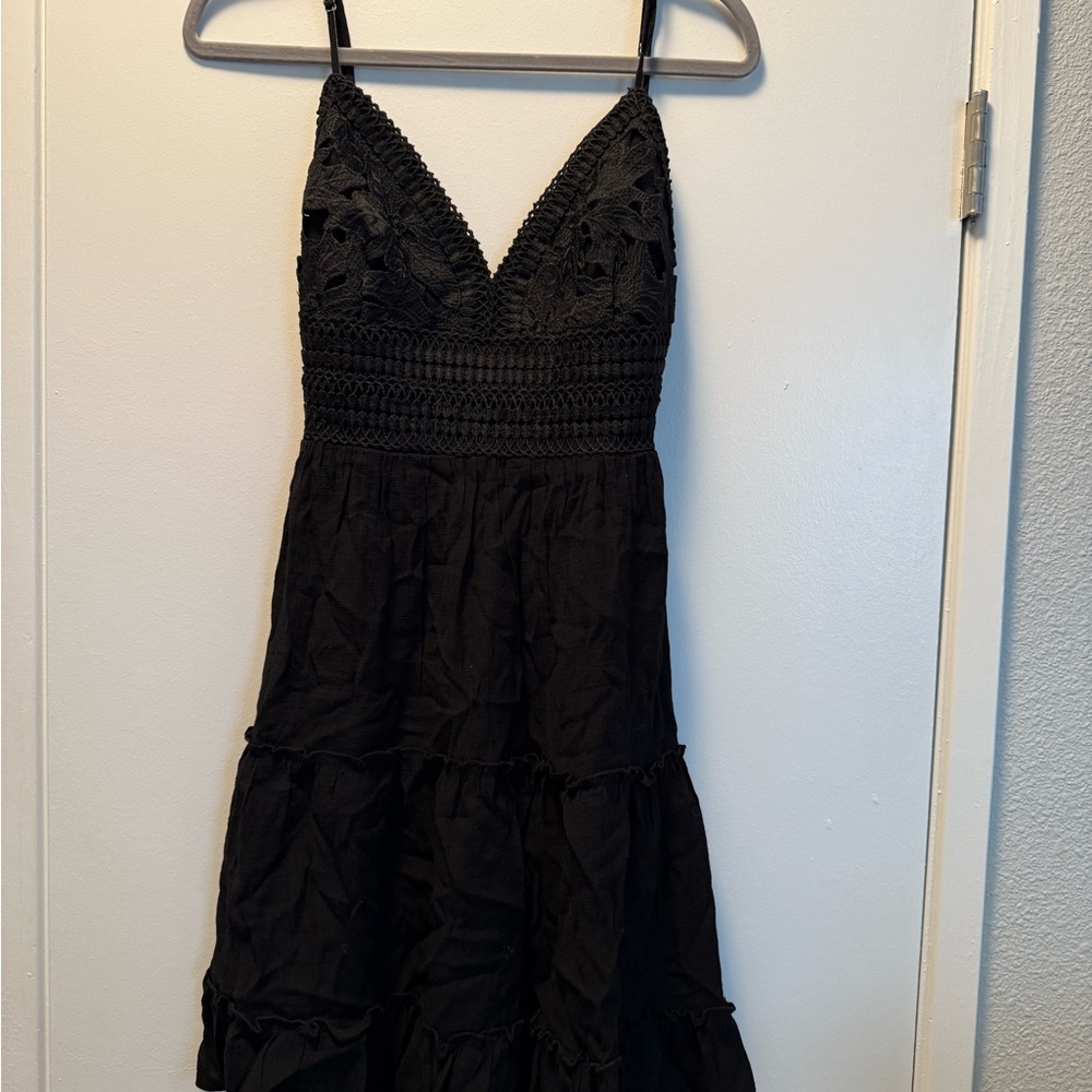 Black Crochet Halter Dress